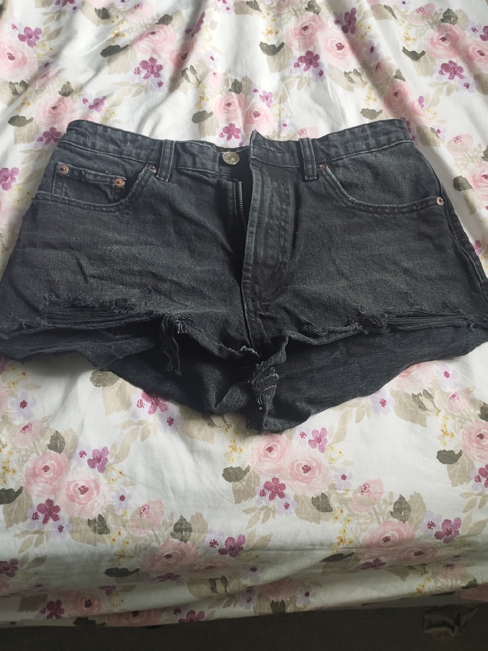 ZARA Distressed High-Waist Denim Shorts